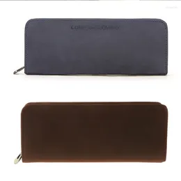 Handmade Genuine Cowhide Leather Pen Bag Zipper Pencil For Case Retro Stor