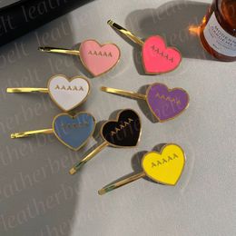 Luxury Metal Hair Clips Letter Print Hairpin Girl Cute Heart Pattern Gold Barrettes Fashion Designer Contrast Color Barrette
