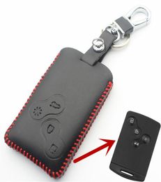 Genuine Leather 4Button Smart Key Case Cover For Renault ClioScenicMeganeDusterSandero Car Styling L20023613762