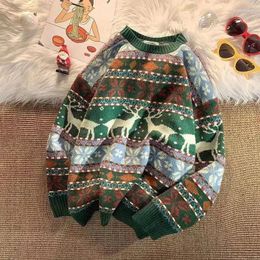 Women's Sweaters Ugly Christmas Sweater Deer Knitted Oversized Pullovers Soft Warm Quality Harajuku Festival O-Neck Vintage Casual Mens