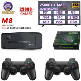 Consoles M8 Retro Game Stick Wireless Joystick Hdmi 64GB 128GB 35000 Arcade Videos Games Controller Machine In Stock