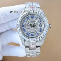 Mens Watch Clean Out Diamond Iced Watch Stainless Steel Male Movement