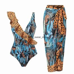 Women's Swimwear 2023 New Tropical Printed One Piece Swimsuit Sexy Deep V-neck Women Push Up Monokini Summer Beach Wear Bathing Suit BeachwearH24221