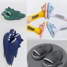 2024 Men Women Slippers Shark Slide Sandals Home Outdoor Beach Shoes Cartoon Bathroom Sneakers Non-Slip Soft big size