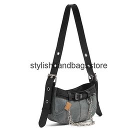 Shoulder Bags Fasionable oie Soulder Bag Trend Stiing Cain Womens Denim Bags And Purses Girls Luxury Soulder Crossbody Small WalletH24221