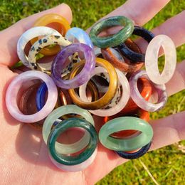 Assorted 6mm Gemstone Rings Rose Quartz Amethyst Topaz Sodalite Tigers Eye Agate Womens Wedding Bands ZZ