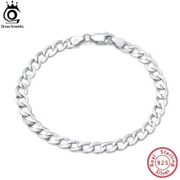 Bangles ORSA JEWELS 925 Sterling Silver Italian 3/5mm DiamondCut Cuban Link Curb Chain for Women Men Fashion Bracelet Jewelry SB123