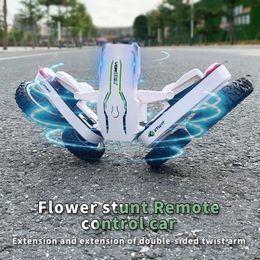 Drift RC car music with Led lamp 2.4G radio remote control spray flower stunt car 4WD electric childrens toys 240221