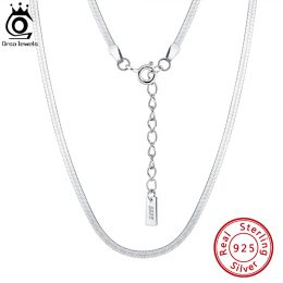 Necklaces ORSA JEWELS 925 Sterling Silver Italian 1.8mm Flexible Flat Herringbone Chain Necklace for Women Flat Snake Chain Jewelry SC44