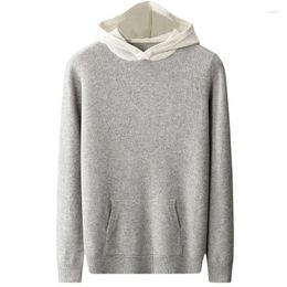 Men's Hoodies Autumn And Winter Pure Sweater Hooded Pullover Long Sleeve Knitted Padded Bottoming Shirt For Men