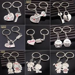 Keychains Cupid I Love You Couple Keychain Concentric Lock Crush On Metal Set For Boyfriend Girlfriend Valentine Day Gift