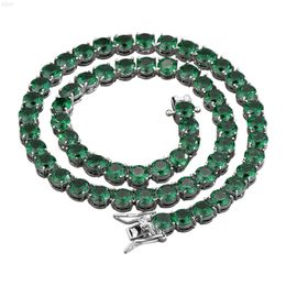 7mm Emerald Zircon Cuban Necklace Tennis Chain Hiphop Chain