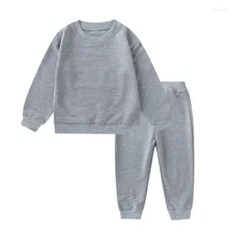 Clothing Sets Childrens Boy 2PCS Clothes Set Spring Autumn 2024 Cotton Solid Hoodie Korean Casual Sports Pants Suit Kids Boys Tracksuit highest quality.