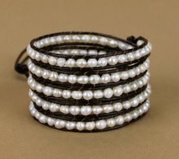 Bracelets Classic Fashion Wrap Bracelet Irregular Freshwater Pearl Leather Wrap Bracelet Bracelets Pearl Jewellery Gift Dropshipping