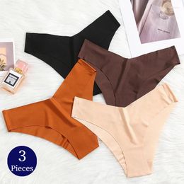 Women's Panties TrowBridge 3PCS Set Sexy Silk Satin Female Underwear Skin-Friendly Lingerie Plus Size Cosy Briefs Seamless Panty