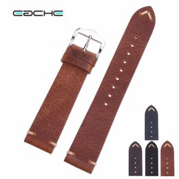 Eache Handmade Wax Oil Skin Watch Straps Vintage Genuine Leather Watchband Calfskin Watch Straps Different Colours 18mm 20mm 22mm T329k