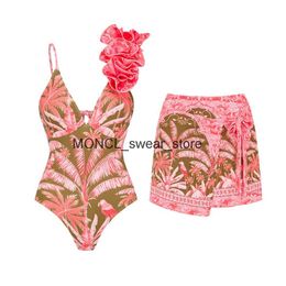 Women's Swimwear 2024 New V Neck One Piece Swimsuit For Women with Skirt Bathing Suit Monokini Beach Bodysuit WearH24221