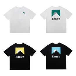 Designer rhude T shirt mens Rhude American Fashion Brand High Street Oversize Loose Sunset Theme Short Sleeve T-shirt for Lovers Unisex