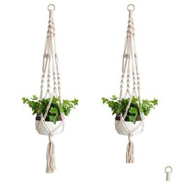 Planters Pots Plant Hangers Rame Rope Holder Ropes Wall Hanging Planter Hanger Basket Plants Holders Indoor Flowerpot Baskets Lift Dhvzl