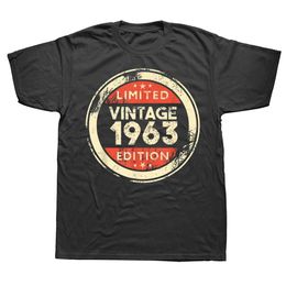 Men's T-Shirts 60th birthday retro 1963 60th birthday gift retro T-shirt summer graphic street style short sleeved T-shirt mens clothing J240221
