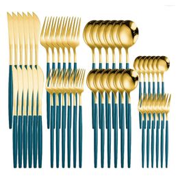 Dinnerware Sets Green Gold Stainless Steel Cutlery Set 48Pcs Kitchen Fork Spoon Knife Complete Golden Tableware Eco Friendly