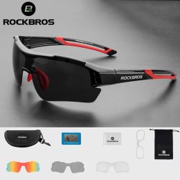 Eyewears ROCKBROS Polarized Cycling Glasses Men Sports Sunglasses Road MTB Mountain Bike Bicycle Riding Protection Goggles Eyewear 5 Lens