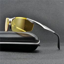 Sunglasses Night Vision Driving Glasses Men Driver Goggle For Lens Aluminium NX