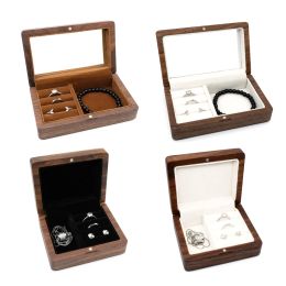 Back Jewelry Organizer Jewellery Storage Box Earring Holder for Women Small Wooden for CASE for Bracelets Rings Necklaces