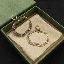 gglies gcliness Punk Gold Plated Earring for Girls Dangling Simple Letters Drop Coloured Gemstones Diamonds Crystal Mens Ohrringe Designer Earings with Box