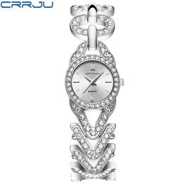 cwp 2021 Women Watches CRRJU reloj mujer Classic Fashion bling Diamond Bracelets Dress WristWatch for Ladies stainless steel Clock286R