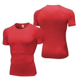 Men's Polos Solid Colour Customised Short Sleeve Rash Guard Stretch Quick Dry T-shirt Sportswear Fitness Men Tight Compression