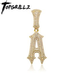 Necklaces TOPGRILLZ Spiny AZ Necklaces Custom Name Iced Out Cubic Zirconia Initial Letter Pendant Chain Necklace Punk Jewellery For Gift