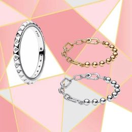 Bangles 2023 925 Silver New Me Series Metal Bead Chain Bracelet Diamond Pyramids Ring AvantGarde Elegant Versatile Jewellery
