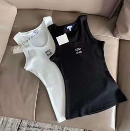 Womes Designer woman crop Camis Anagram-embroidered cotton-blend tank Shorts T Shirts Yoga Suit Knitted Fitness Sports Ladies Tees Tops