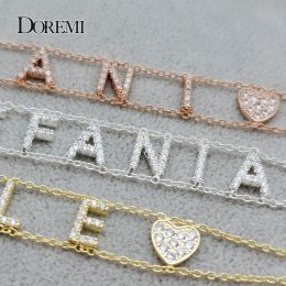 Necklaces DOREMI 9MM Crystal Name Necklace Personalize Choker Custom Necklace Women Pendant Heart Necklace Name Letter Necklace