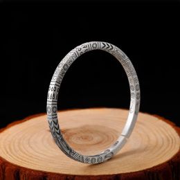 Bangles Vintage Real Solid 999 Sterling Silver Fish Cuff Bangles For Women And Men Twisted Type Armband Man Fashion Jewelccessories Gift