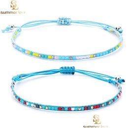 Beaded Handmade Bohemia Weave Rope Chain Bracelets For Woman Men Crystal Seed Beads Charms Wristband Friendship Bracelet Fashion Jewe Dhjd0