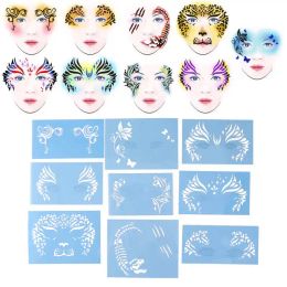 Stencils 9pcs Body Face Painting Stencils Kit Washable Tattoo Template Stencils Cosplay Body Art DIY Makeup Tools for Halloween Party
