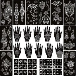 Stencils Set of 22pcs Henna Tattoo Stencils for Temporary Hand and Body Art Floral Design Stickers for Bridal Weddings and Body Paint