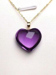 Pendants Natural Purple Amethyst Quartz Brazil Faceted Heart Love Pendant 18K Gold 19x19mm Healing Stone Necklace AAAAAA