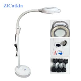 Mirrors Zicatkin 2022 New 360 Degree 8x Magnifying Glass Led Beauty Lamp Tattoo Lamp Makeup Manicure Nail Tattoo Floor Lamp Beauty Salon