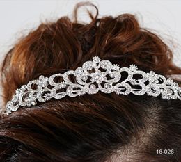 18026 Hair Tiaras In Stock Cheap 2019 Diamond Rhinestone Wedding Crown Hair Band Tiara Bridal Prom Evening Jewelry Headpieces3539625