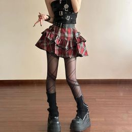 Skirts Ruffle Cake Y2k Skater Aesthetics Ball Gown Plaid Printed Stripe Mini Korean Japanese Sweet Girl Gothic Punk