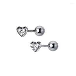 Stud Earrings 925 Sterling Silver Romantic Heart Zirconia Mini For Women Sparkling Geometric Birthday Party Piercing Jewelry