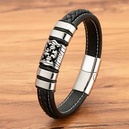 Charm Bracelets XQNI Classic Punk Style Leather Combination Stitching Simple Magnetic Buckle For Stainless Steel Men's Bracelet Gift