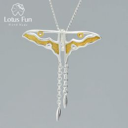 Necklaces Lotus Fun Real 925 Sterling Silver Natural Creative Handmade Fine Jewellery Hollow Butterfly Kite Pendant without Necklace