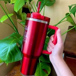 US Stock with 1:1 LOGO Winter pink Red holiday THE QUENCHER H2.0 Cosmo Pink Parade TUMBLER 40 OZ ICED cups 304 swig wine mugs Gift Target Red water bottles a0221