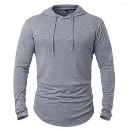 Men's Hoodies Men Spring Autumn Hoodie Drawstring Solid Colour Long Sleeve Pullover Elastic Thin Casual Hooded Top Sweatpant