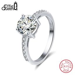 Rings Effie Queen Real 925 Sterling Silver Wedding Rings for Women AAA Shiny Cubic Zircon Luxury Engagement Ring Party Jewellery BR56