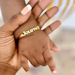 Bangles Custom Name Bracelets for Baby Personalized Name Bracelet Gold Color Stainless Steel Bangle Customized Children Birth Jewelry